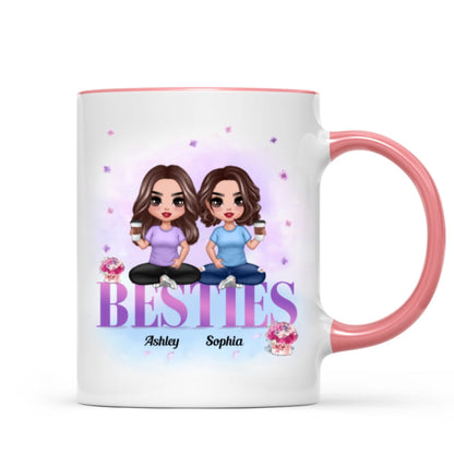 Doll Besties Sitting On Word Gift For Best Friends Personalized Mug
