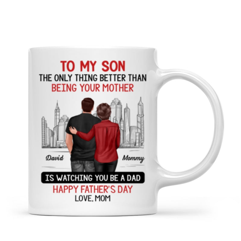 Skyline To My Son From Mom Happy Father's Day Personalized Mug