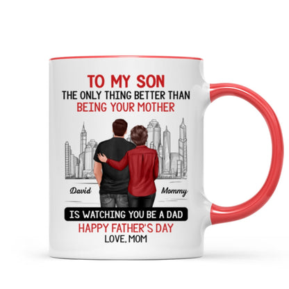 Skyline To My Son From Mom Happy Father's Day Personalized Mug