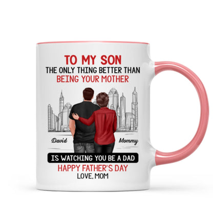 Skyline To My Son From Mom Happy Father's Day Personalized Mug