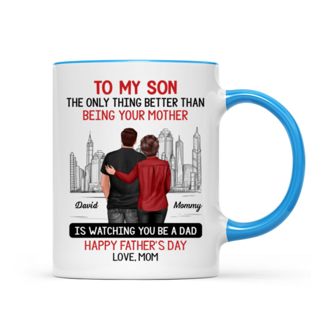 Skyline To My Son From Mom Happy Father's Day Personalized Mug
