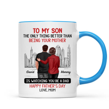 Skyline To My Son From Mom Happy Father's Day Personalized Mug