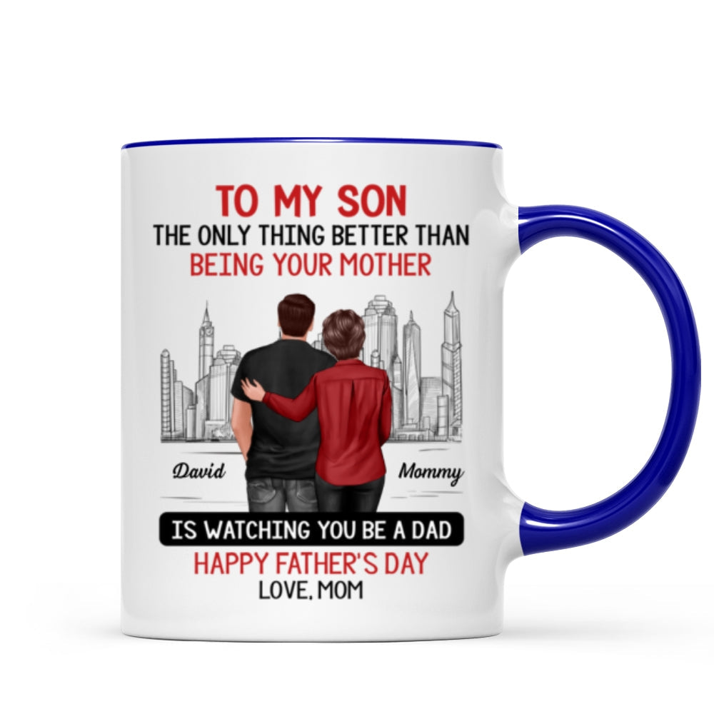 Skyline To My Son From Mom Happy Father's Day Personalized Mug