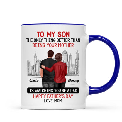 Skyline To My Son From Mom Happy Father's Day Personalized Mug