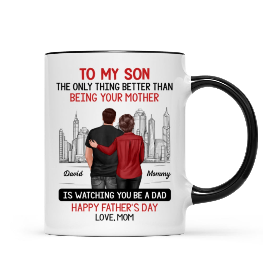 Skyline To My Son From Mom Happy Father's Day Personalized Mug