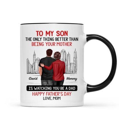 Skyline To My Son From Mom Happy Father's Day Personalized Mug