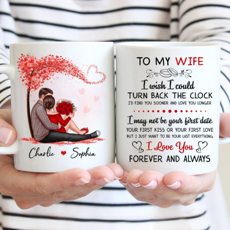 To My Husband Wife Couple Sitting Personalized Mug - Valentine's Day Gift - Anniversary Gift
