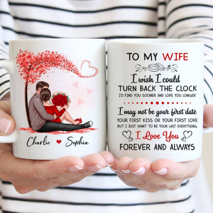 To My Husband Wife Couple Sitting Personalized Mug - Valentine's Day Gift - Anniversary Gift