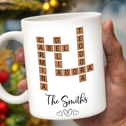 Create Your Own Family Name Scrabble Puzzle - Personalized Custom Coffee Mug - FAM206_MG