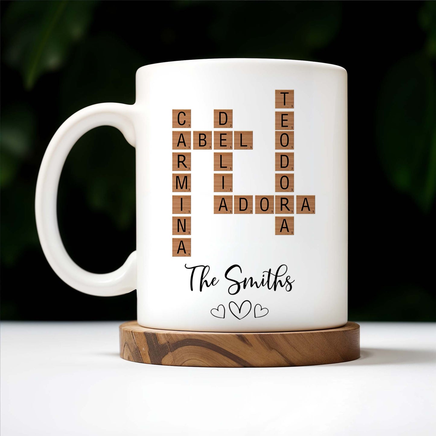 Create Your Own Family Name Scrabble Puzzle - Personalized Custom Coffee Mug - FAM206_MG