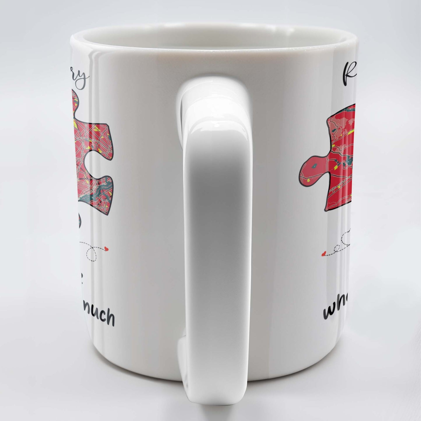 Distance Means So Little When You Mean So Much Puzzle Heart Mug - Personalized Custom Coffee Mug - FAM229_MG