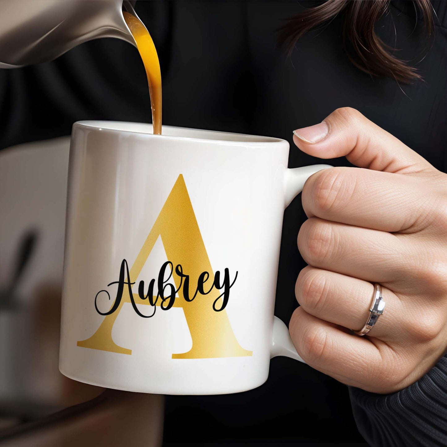 Make Every Sip Shine Like Gold Featuring Initial Letter - Personalized Custom Coffee Mug - FAM230_MG