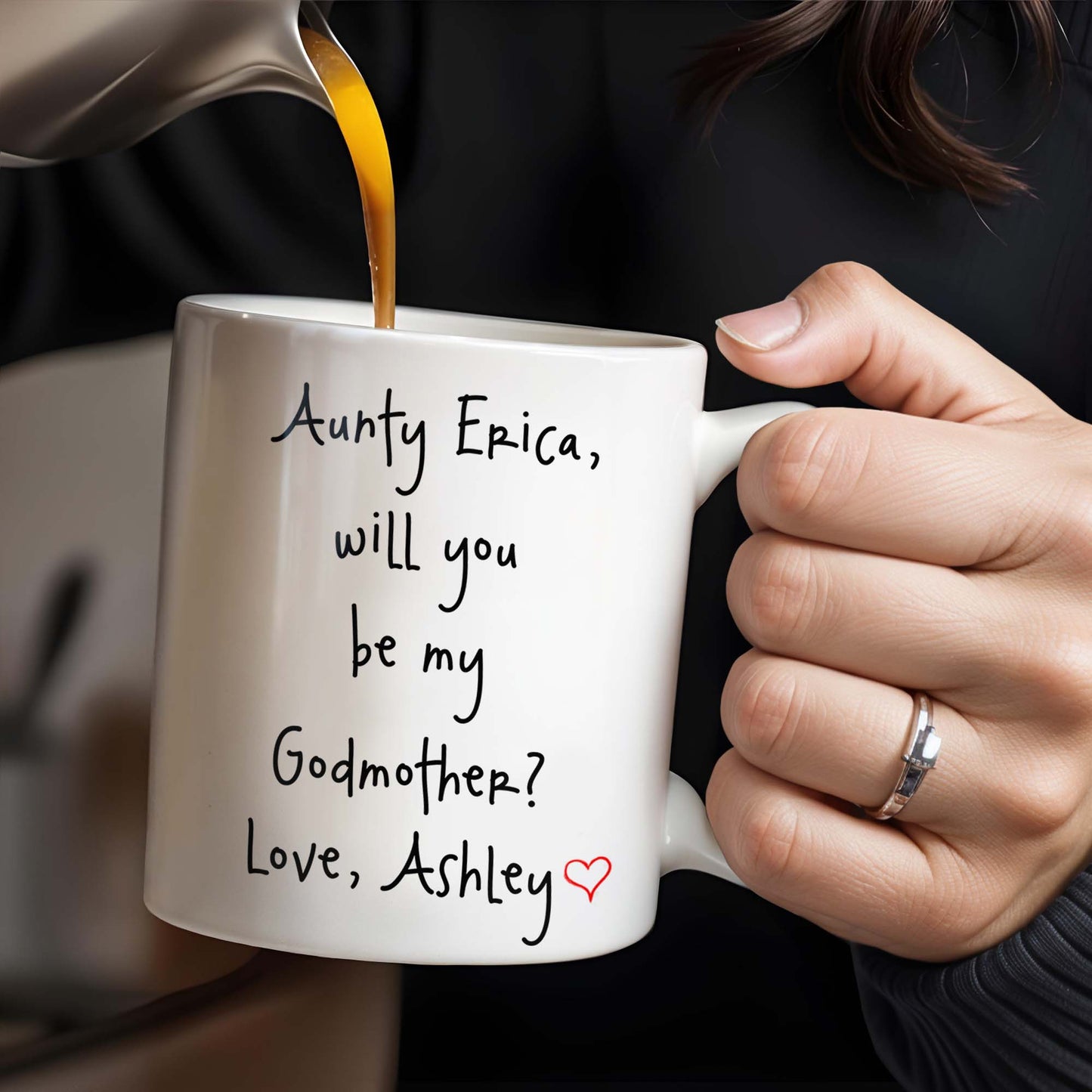 Elephant Design Will You Be My Godmother Love Custom Name - Personalized Custom Coffee Mug - FAM245_MG