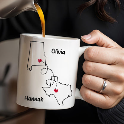 I Miss You All The Time Heart And Map Design - Personalized Custom Coffee Mug - FAM246_MG