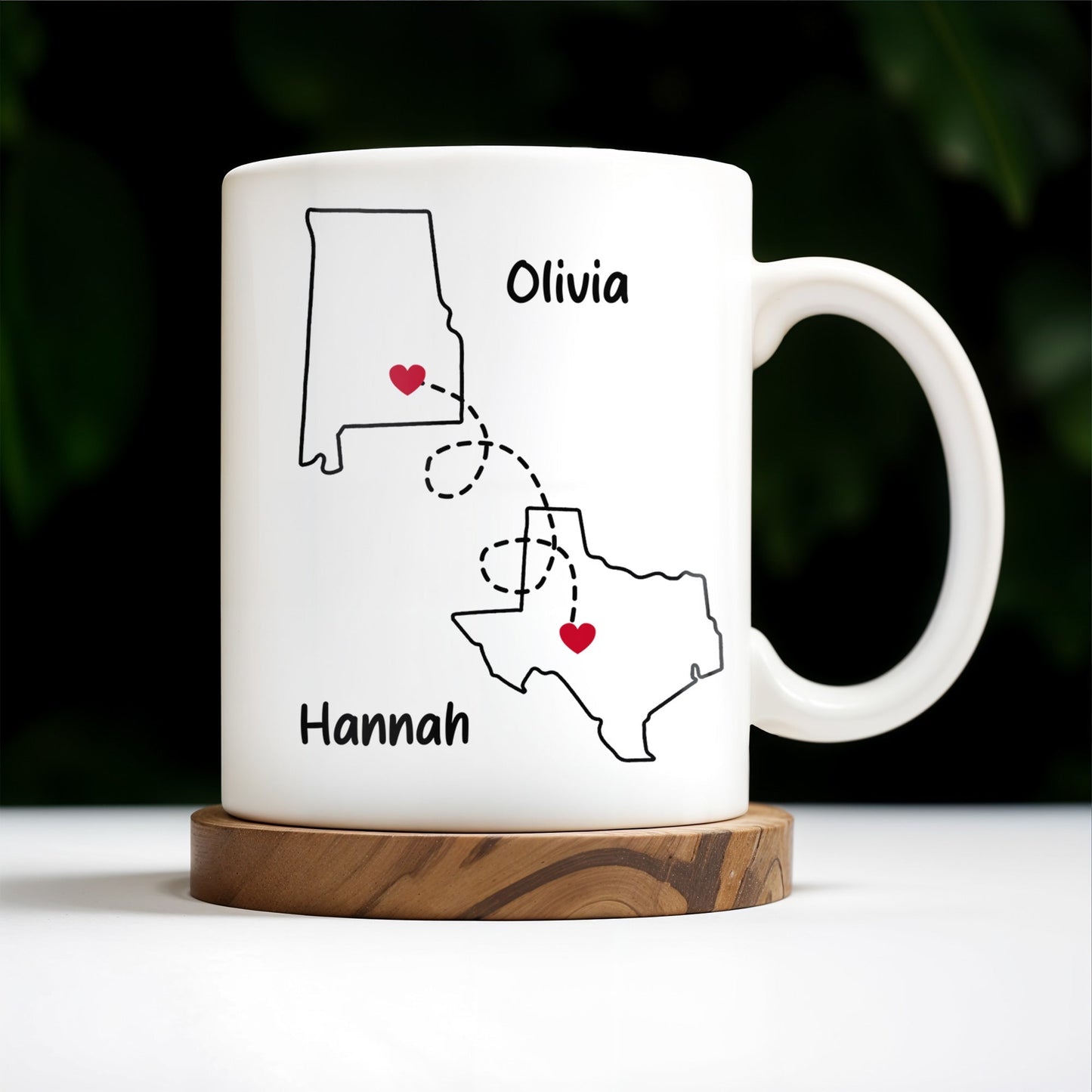 I Miss You All The Time Heart And Map Design - Personalized Custom Coffee Mug - FAM246_MG