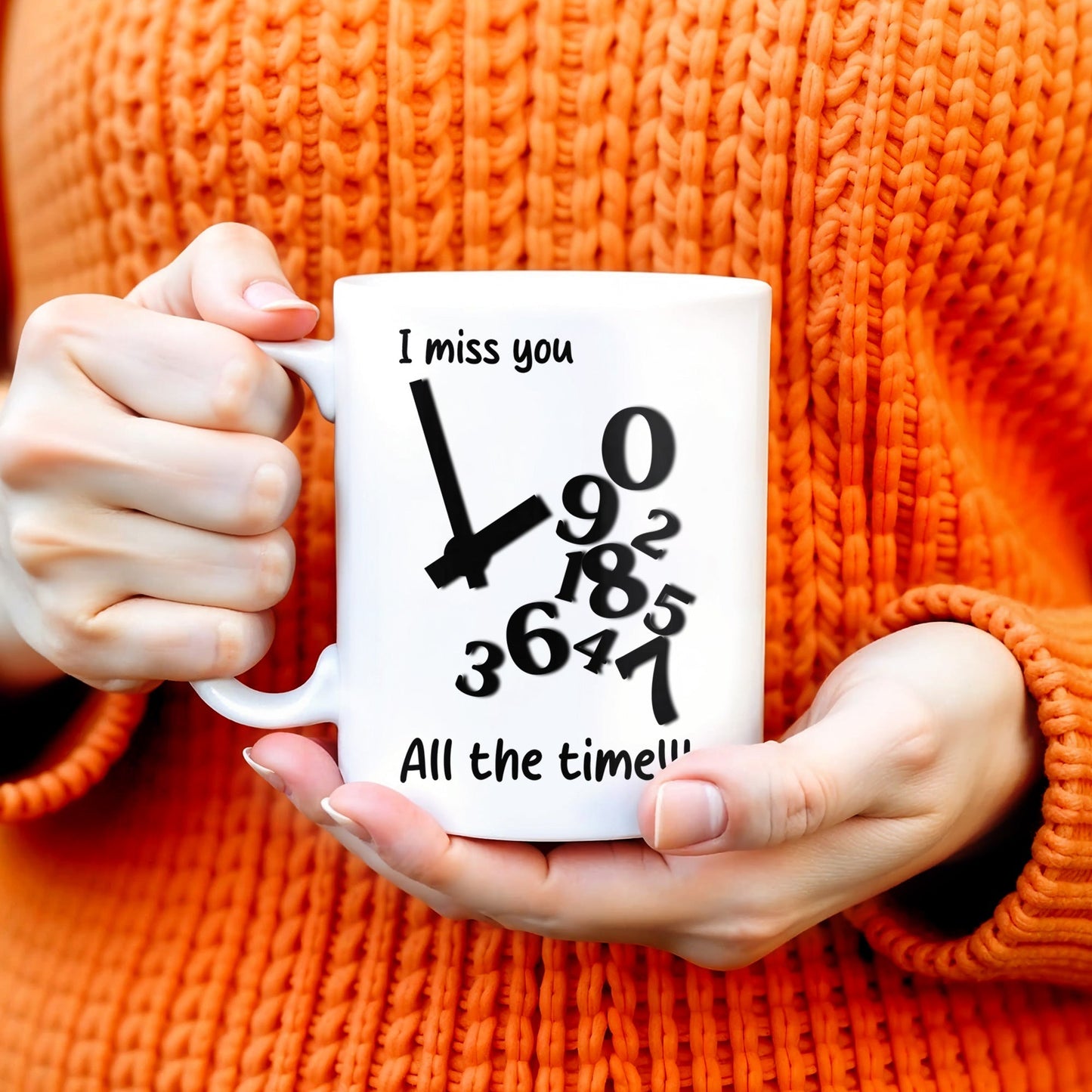 I Miss You All The Time Heart And Map Design - Personalized Custom Coffee Mug - FAM246_MG