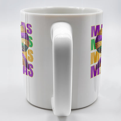 Celebrate Mardi Gras With Festive Bow Design - Personalized Custom Coffee Mug - FAM266_MG