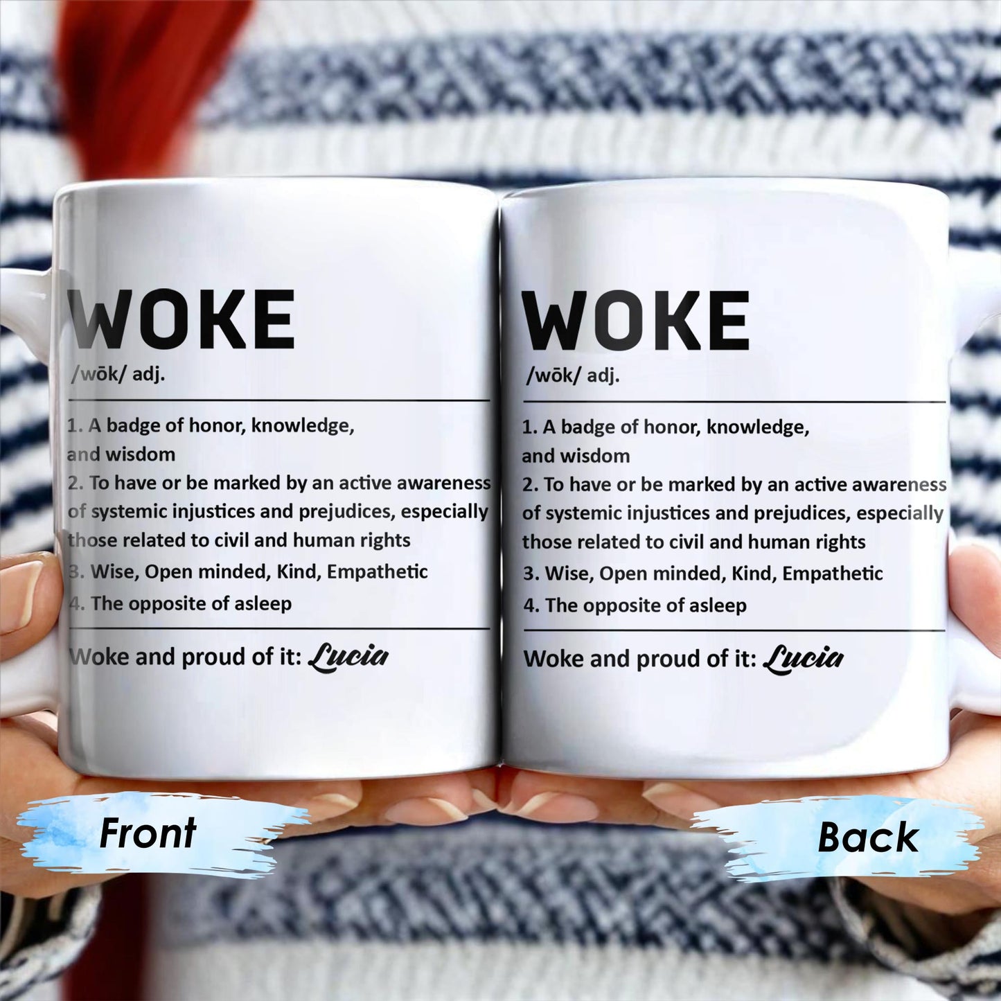 Woke Definition Mug With Active Awareness of Injustices - Personalized Custom Coffee Mug - FAM309_MG