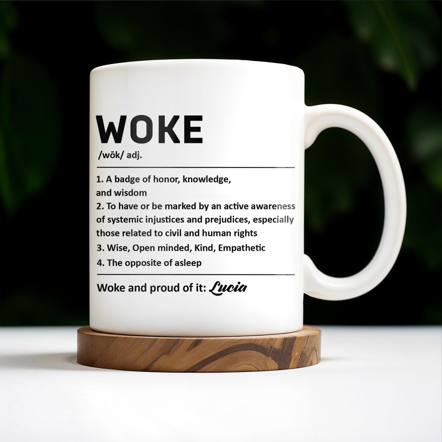 Woke Definition Mug With Active Awareness of Injustices - Personalized Custom Coffee Mug - FAM309_MG