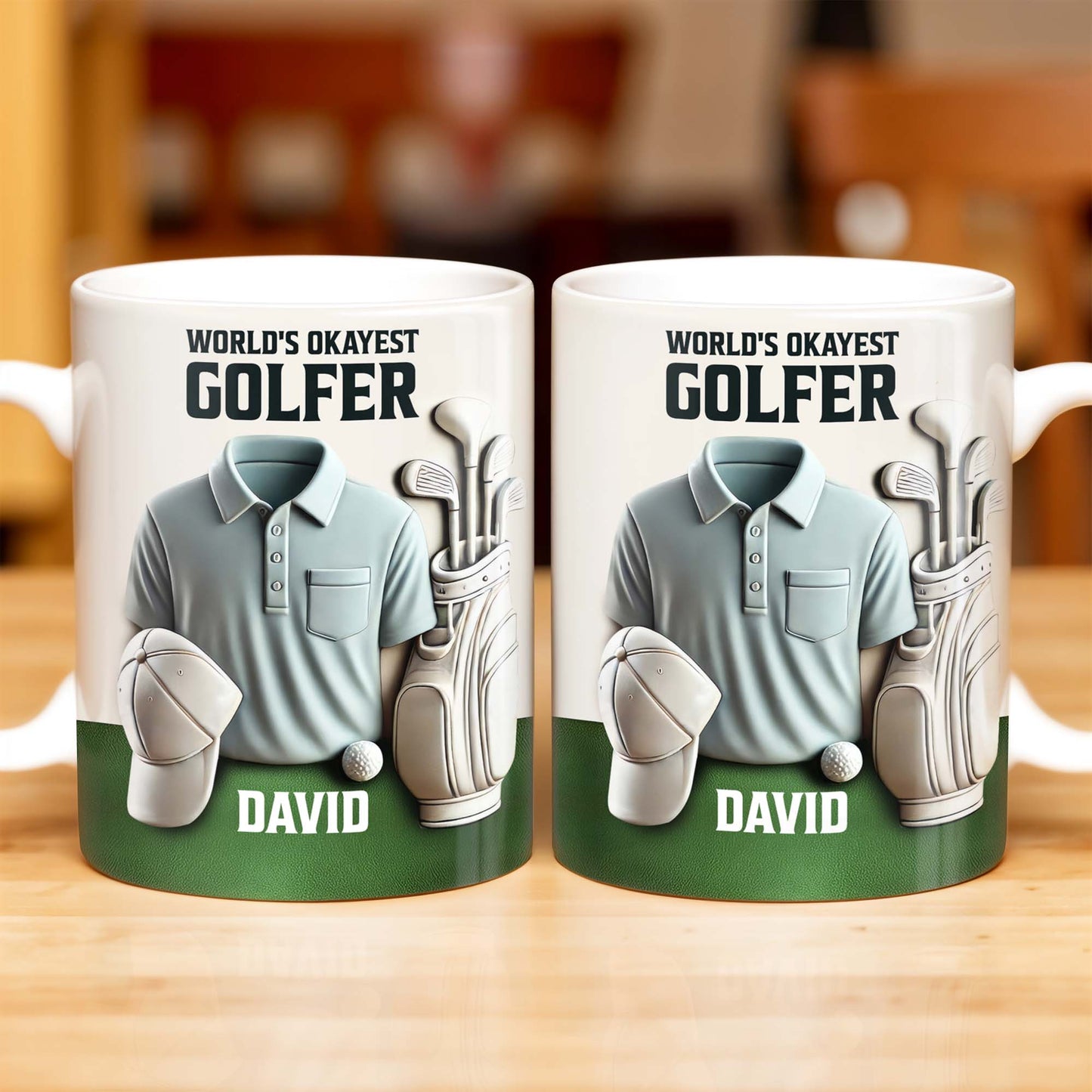 World's Okayest Golfer, Golf Shirt, Golf Clubs, Golf Cap - Personalized Custom Coffee Mug - FAM318_MG