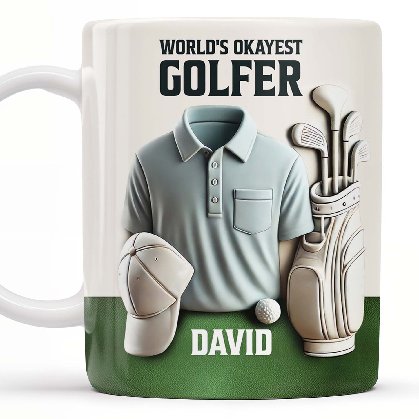 World's Okayest Golfer, Golf Shirt, Golf Clubs, Golf Cap - Personalized Custom Coffee Mug - FAM318_MG