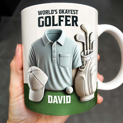 World's Okayest Golfer, Golf Shirt, Golf Clubs, Golf Cap - Personalized Custom Coffee Mug - FAM318_MG