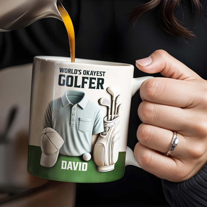 World's Okayest Golfer, Golf Shirt, Golf Clubs, Golf Cap - Personalized Custom Coffee Mug - FAM318_MG