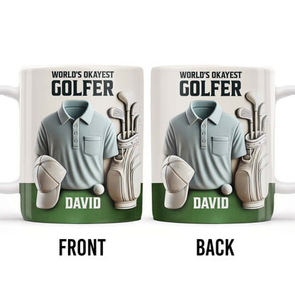 World's Okayest Golfer, Golf Shirt, Golf Clubs, Golf Cap - Personalized Custom Coffee Mug - FAM318_MG