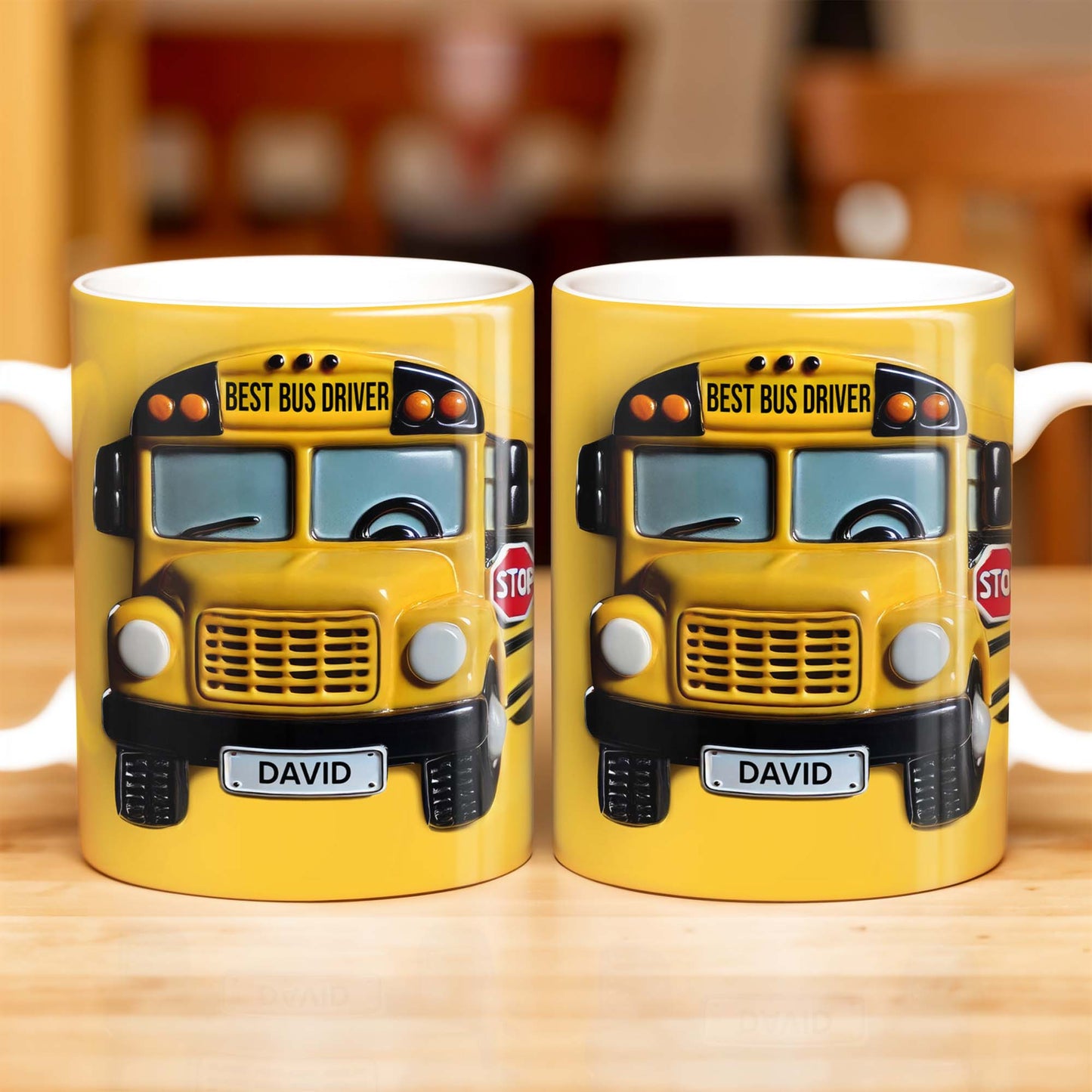 Best Bus Driver, School Bus And Stop Sign - Personalized Custom Coffee Mug - FAM322_MG