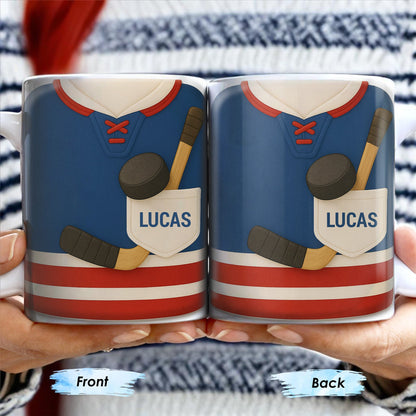 Customize Your Hockey Jersey Mug With Your Name, Hockey Gear - Personalized Custom Coffee Mug - FAM326_MG