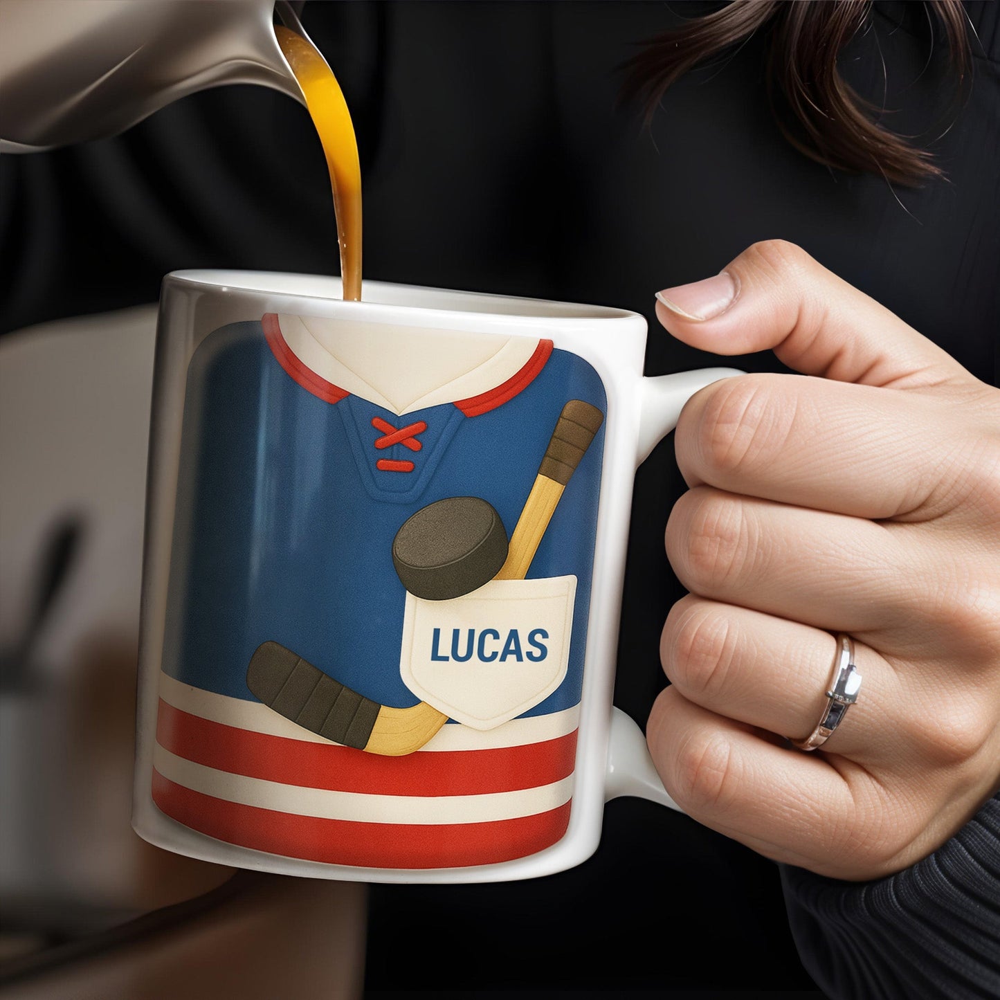 Customize Your Hockey Jersey Mug With Your Name, Hockey Gear - Personalized Custom Coffee Mug - FAM326_MG