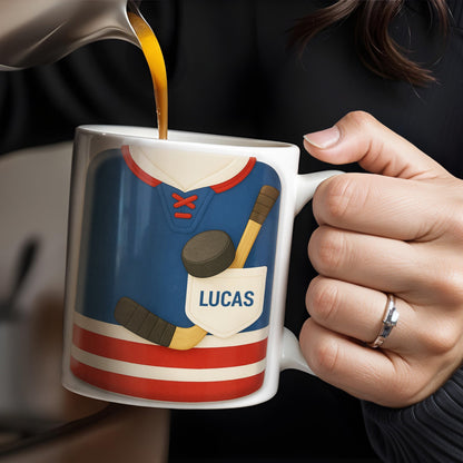 Customize Your Hockey Jersey Mug With Your Name, Hockey Gear - Personalized Custom Coffee Mug - FAM326_MG