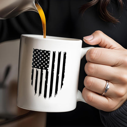 Old Lives Matter, Text and American Flag - Personalized Custom Coffee Mug - FAM327_MG