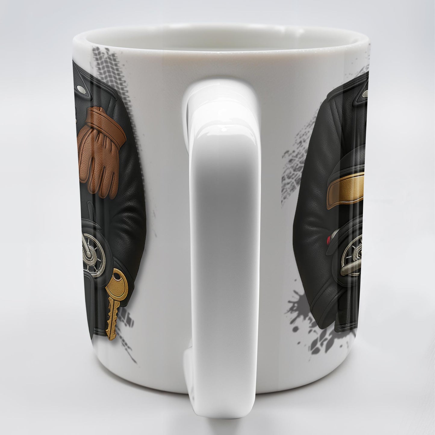 Bike Dad, Motorcycle and Leather Jacket - Personalized Custom Coffee Mug - FAM330_MG