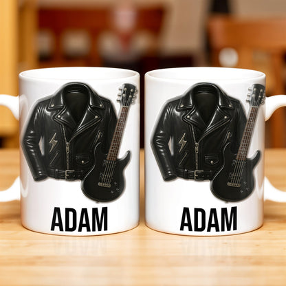 Personalized Leather Jacket and Guitar Design - Personalized Custom Coffee Mug - FAM331_MG