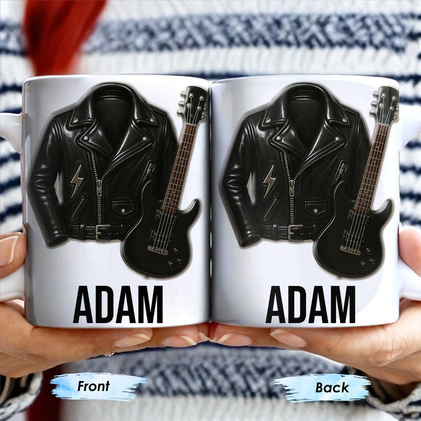 Personalized Leather Jacket and Guitar Design - Personalized Custom Coffee Mug - FAM331_MG