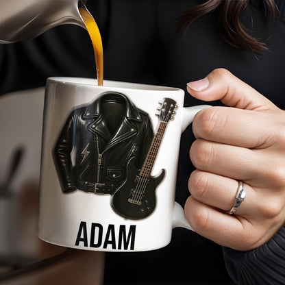 Personalized Leather Jacket and Guitar Design - Personalized Custom Coffee Mug - FAM331_MG