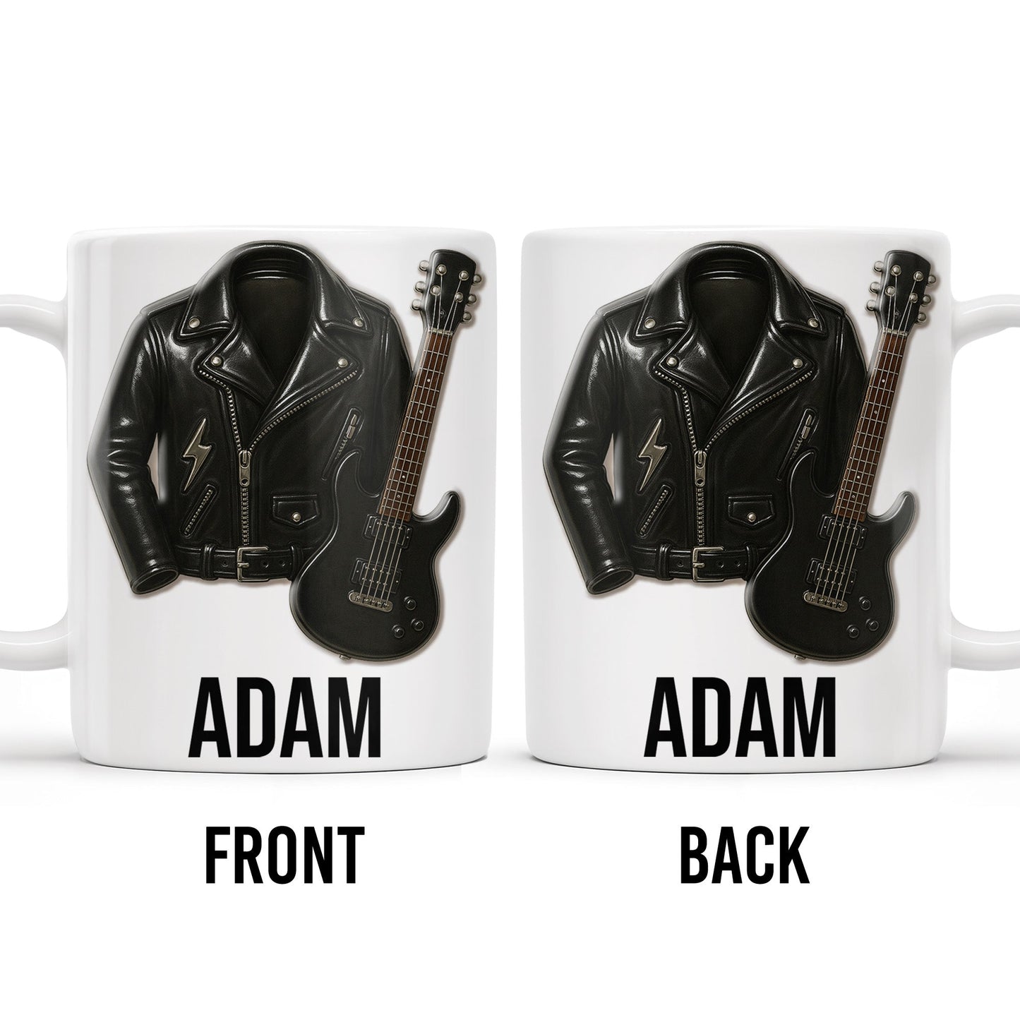 Personalized Leather Jacket and Guitar Design - Personalized Custom Coffee Mug - FAM331_MG