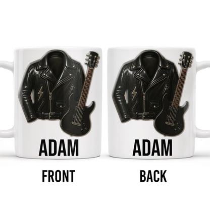 Personalized Leather Jacket and Guitar Design - Personalized Custom Coffee Mug - FAM331_MG