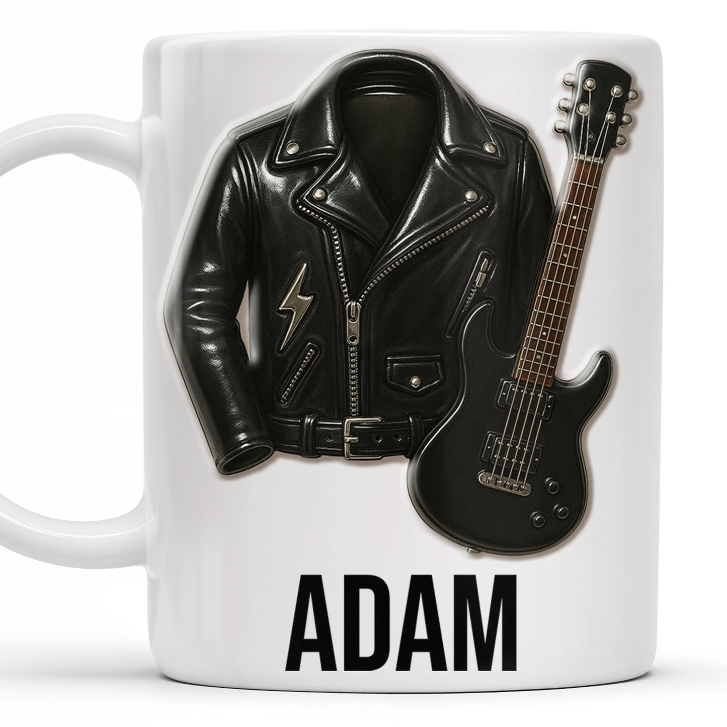 Personalized Leather Jacket and Guitar Design - Personalized Custom Coffee Mug - FAM331_MG