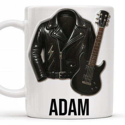Personalized Leather Jacket and Guitar Design - Personalized Custom Coffee Mug - FAM331_MG