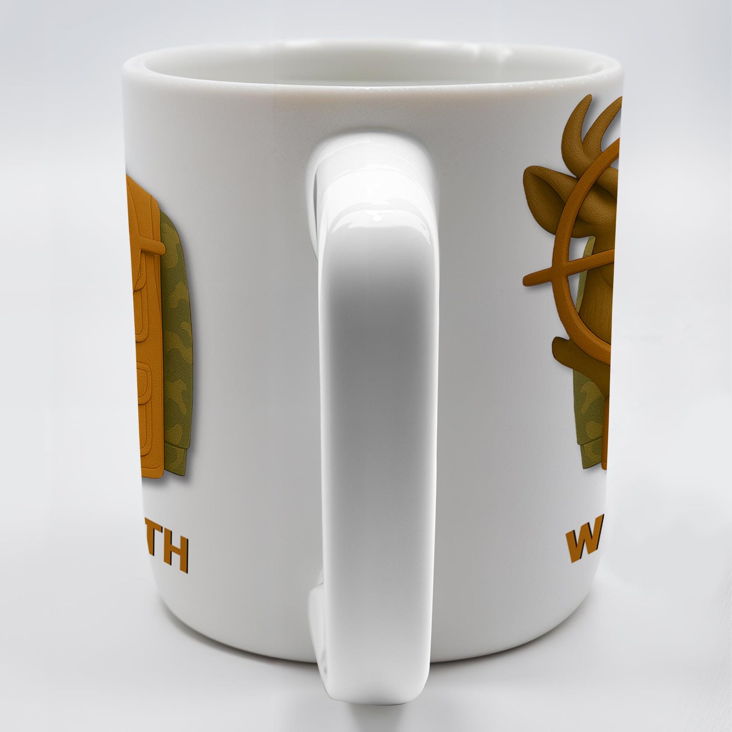 Elegant Deer Hunting Scene on Coffee Mug, Camouflage Jacket - Personalized Custom Coffee Mug - FAM332_MG
