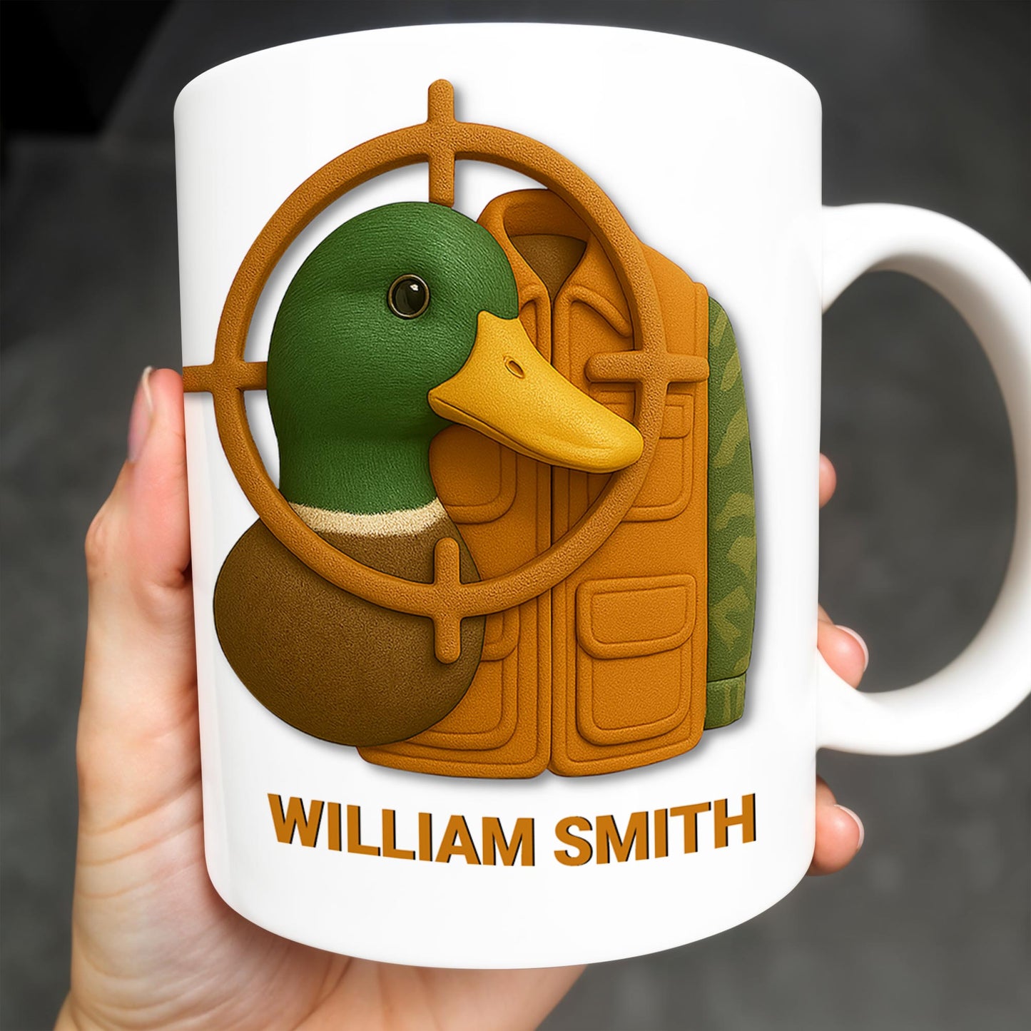 Elegant Deer Hunting Scene on Coffee Mug, Camouflage Jacket - Personalized Custom Coffee Mug - FAM332_MG