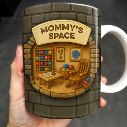 Mommy's Space, Yarn, Chair, Thread Rack, Sewing Table - Personalized Custom Coffee Mug - FAM334_MG