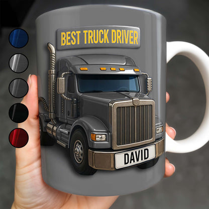 Best Truck Driver, Featuring A Classic Truck - Personalized Custom Coffee Mug - FAM335_MG