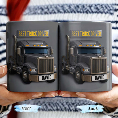 Best Truck Driver, Featuring A Classic Truck - Personalized Custom Coffee Mug - FAM335_MG