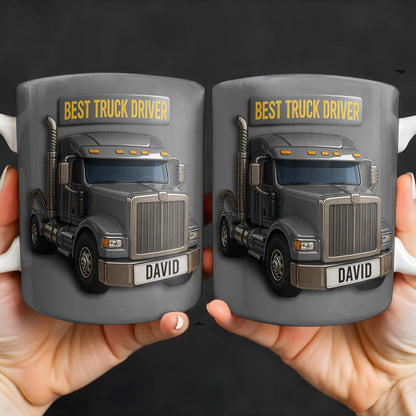 Best Truck Driver, Featuring A Classic Truck - Personalized Custom Coffee Mug - FAM335_MG