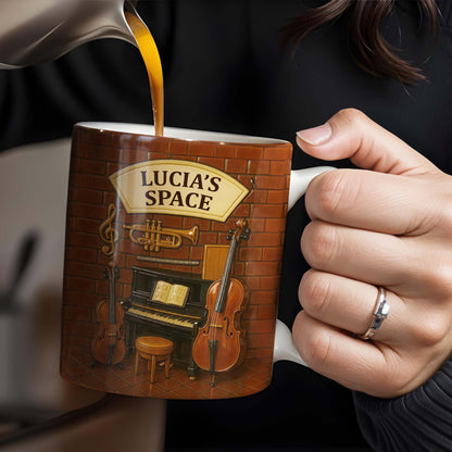 Create Your Own Musical Haven, Musical Instruments and Brick Wall - Personalized Custom Coffee Mug - FAM337_MG