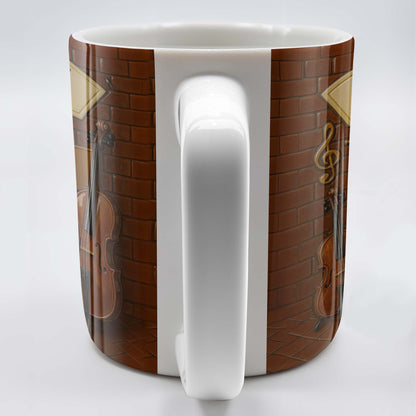 Create Your Own Musical Haven, Musical Instruments and Brick Wall - Personalized Custom Coffee Mug - FAM337_MG