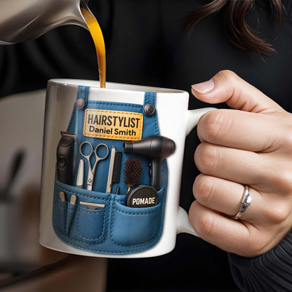 Gift A Unique Personalized Mug For Stylish Hairdressers, Hairstyling Tools And Barber's Apron - Personalized Custom Coffee Mug - FAM340_MG
